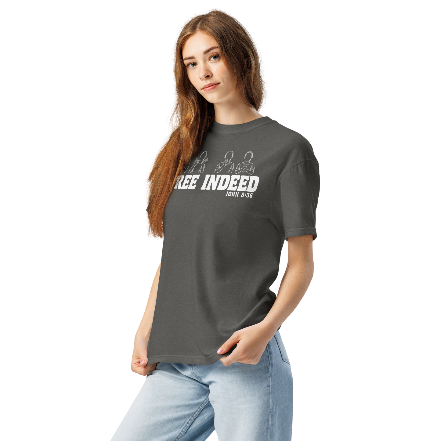 Free Indeed ASL T-Shirt | John 8:36 Classic Dark Colors