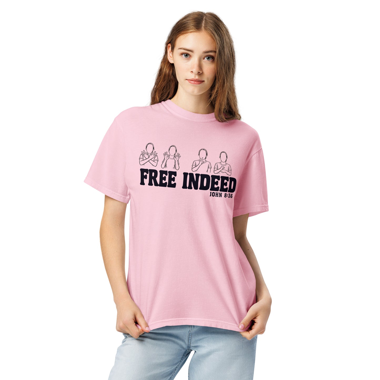 Free Indeed ASL T-Shirt | John 8:36 Classic Light Colors