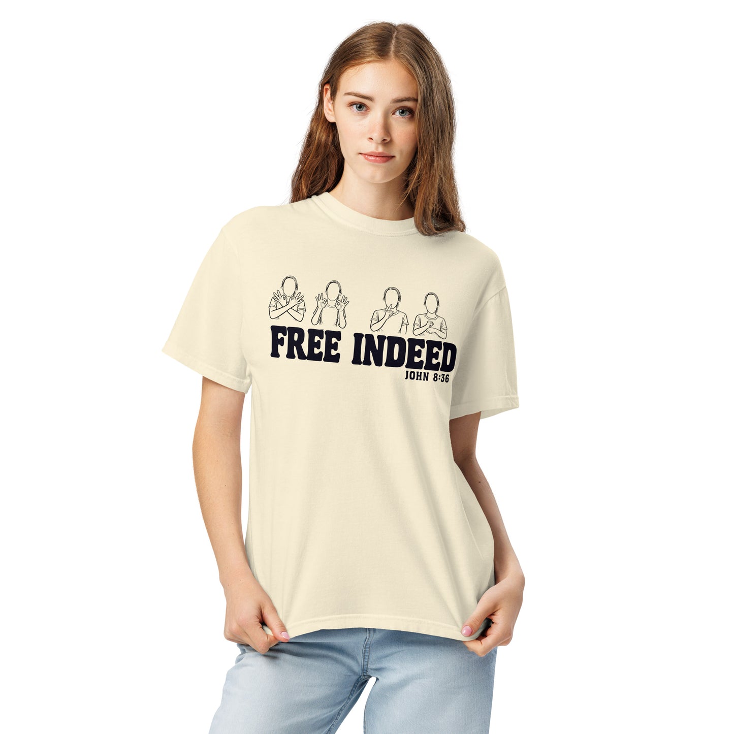 Free Indeed ASL T-Shirt | John 8:36 Classic Light Colors