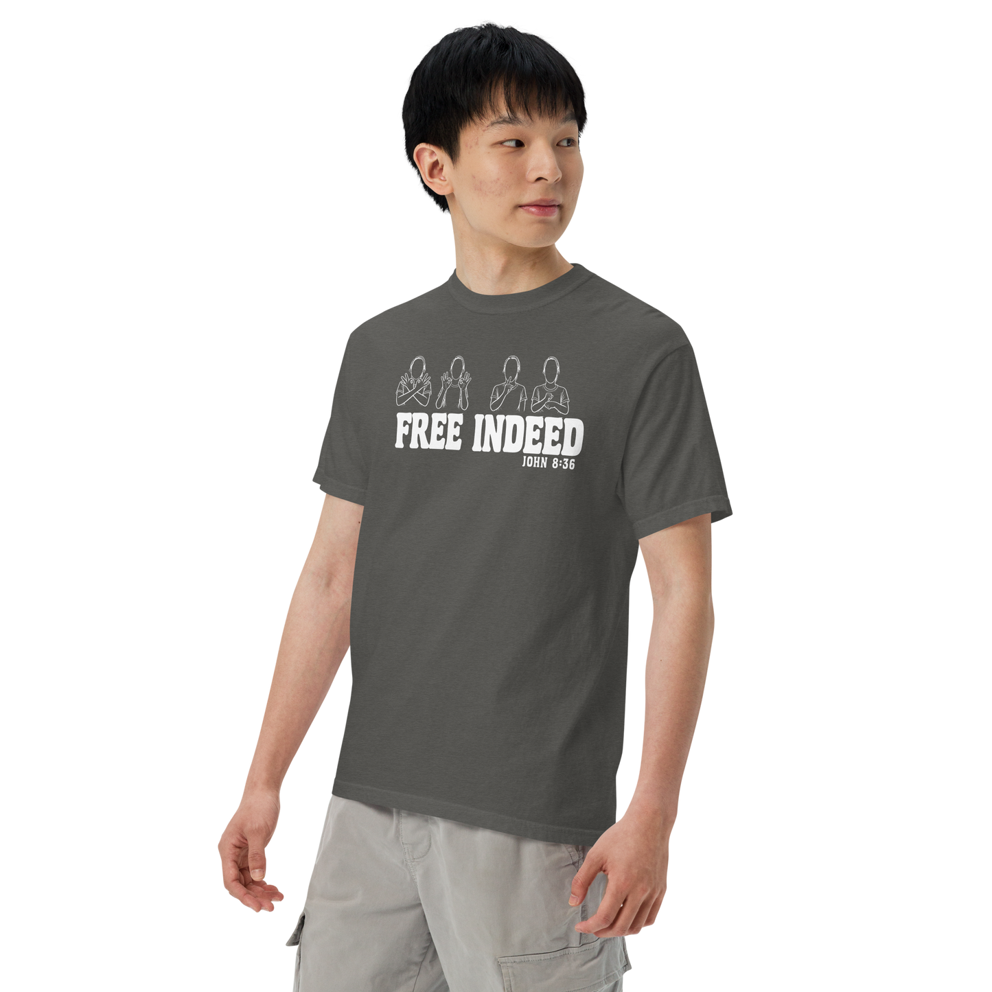 Free Indeed ASL T-Shirt | John 8:36 Classic Dark Colors